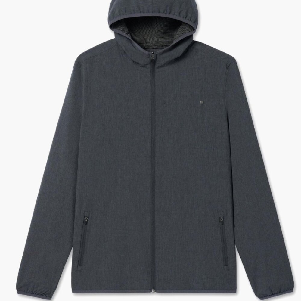 Vuori Outdoor Hooded Trainer Shell Full Zip Jacket Charcoal Grey Sz Sm MSRP $110